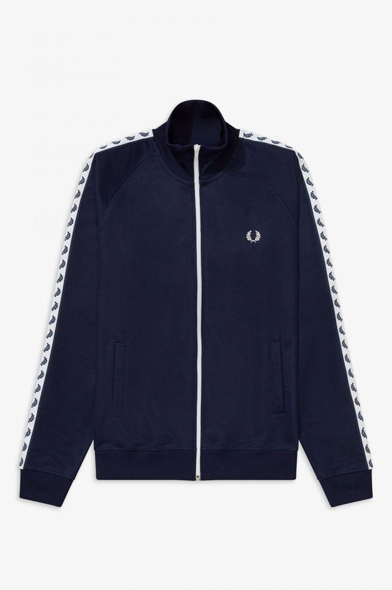 Dark Grey Blue Fred Perry Taped Track Men's Jackets | PH 1258YXFU